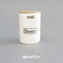 Banco Iluminado Beer Barrel Branco Porta Objetos Tampo Madeira Bivolt