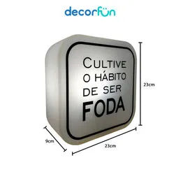 Luminária Box Cultive o Hábito de Ser Fod* Luz Difusa - Bivolt