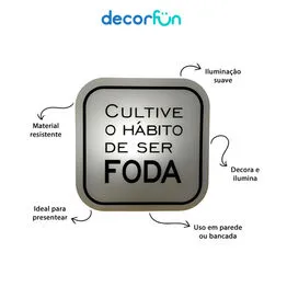 Luminária Box Cultive o Hábito de Ser Fod* Luz Difusa - Bivolt