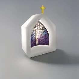 Oratório Capela Iluminada Vitral Azul Decoração Altar Bivolt