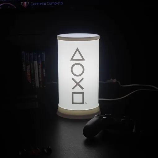 Luminária PlayStation Icons Abajur de Mesa Branco Bivolt