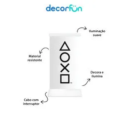 Luminária PlayStation Icons Abajur de Mesa Branco Bivolt