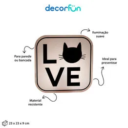 Luminária Box Cat Lovers para Mesa ou Parede Iluminação Indireta
