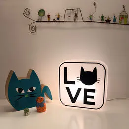 Luminária Box Cat Lovers para Mesa ou Parede Iluminação Indireta