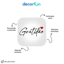 Luminária Box Gratidão para Mesa ou Parede Iluminação Indireta
