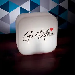 Luminária Box Gratidão para Mesa ou Parede Iluminação Indireta