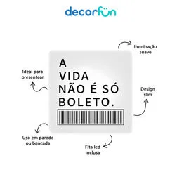 Luminária Slim Box Boleto Luz Indireta Presente USB