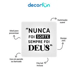 Luminária Slim Box Sempre foi Deus Luz Indireta Presente USB