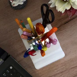 Organizador de Mesa Iluminado Não Pira Porta Lápis e Celulares