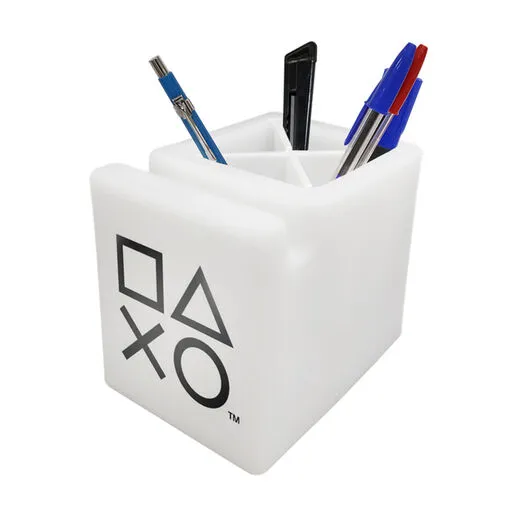 Organizador de Mesa Iluminado Porta Lápis e Celulares PlayStation