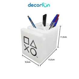 Organizador de Mesa Iluminado Porta Lápis e Celulares PlayStation