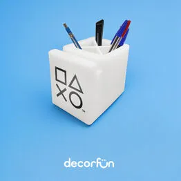 Organizador de Mesa Iluminado Porta Lápis e Celulares PlayStation