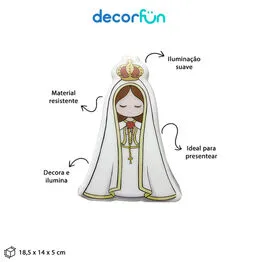 Luminária Nossa Senhora de Fátima Bivolt Decoração Oratório