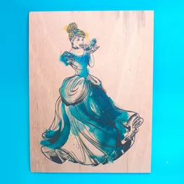 Quadro Cinderela Princesa Disney Aquarela