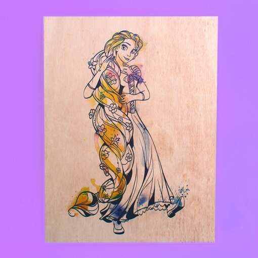 Quadro Rapunzel Princesa Disney Aquarela