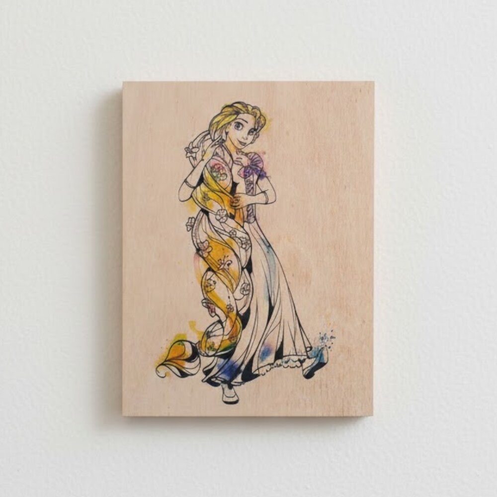 Quadro Rapunzel Princesa Disney Aquarela