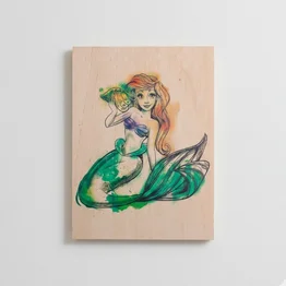 Quadro Ariel Princesa Disney Aquarela