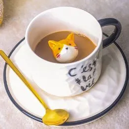 Xícara C'est La Vie 220ml Coffee With Cat