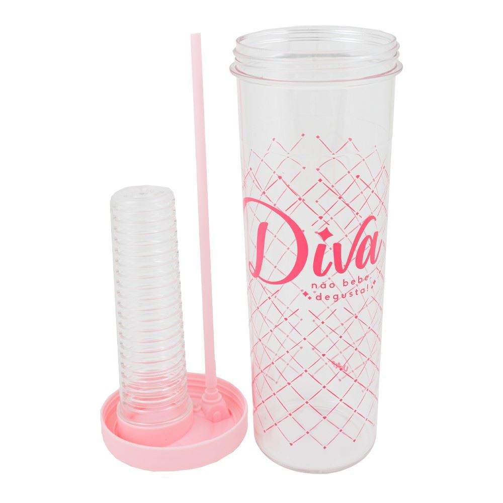 Copo Canudo Com Infusor 700Ml - Diva Clássica