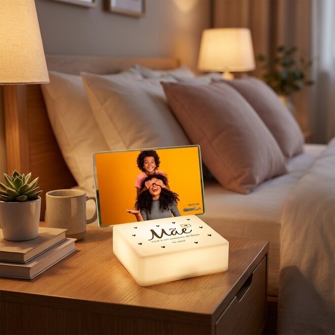 Luminária Box Porta Retrato Mãe, Presente de Deus