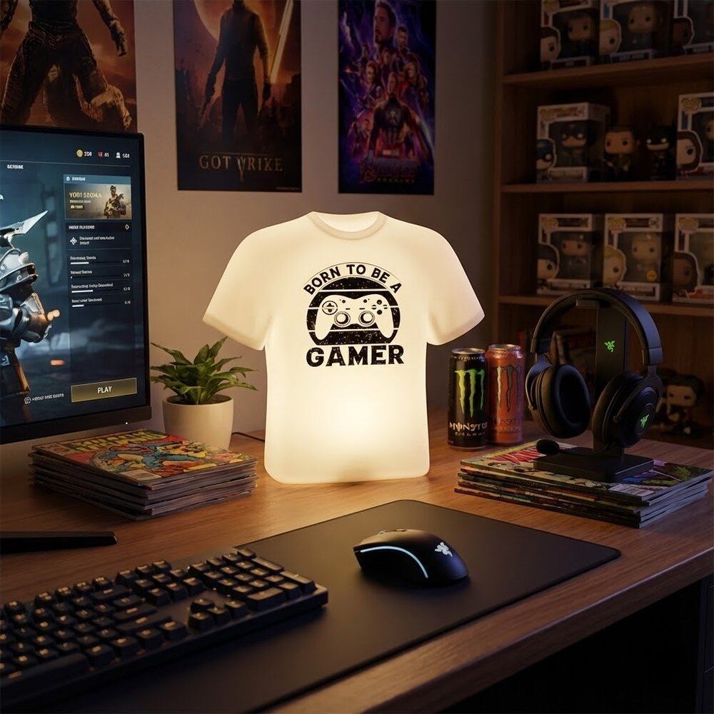 Luminária Camiseta Born To Be Gamer Light