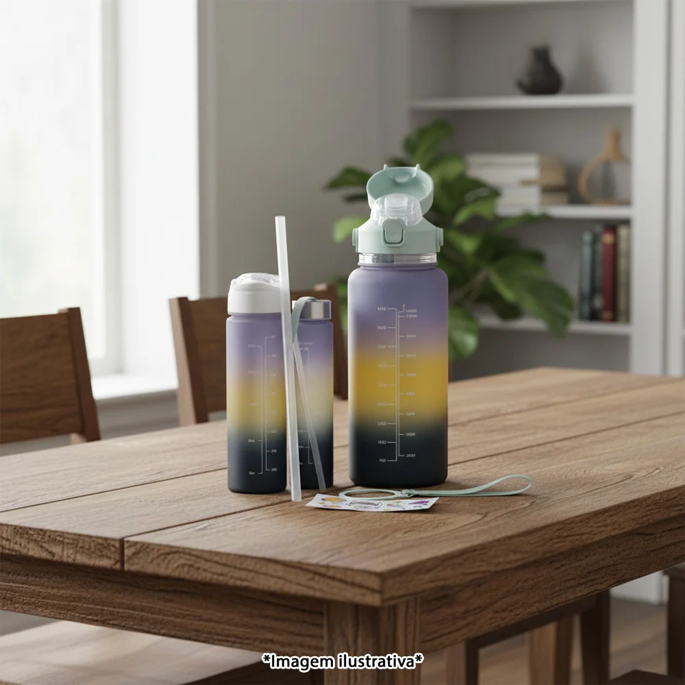 Conjunto com 3 Garrafas Verde Claro Fresh Time