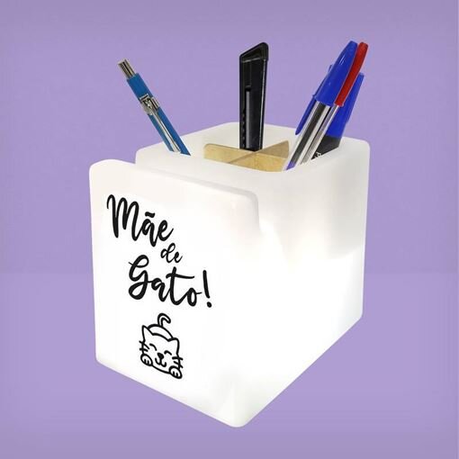 Organizador de Mesa Iluminado Mãe de Gato