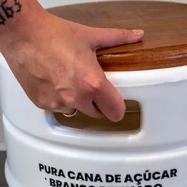 Banco Barril de Açúcar Tampo Madeira Decoração Externa