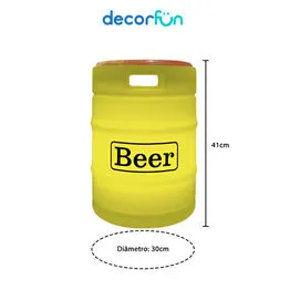 Banco Iluminado Beer Barrel Amarelo Porta Objetos Tampo Madeira Bivolt