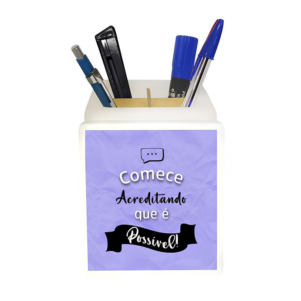 Organizador de Mesa Iluminado Começe Acreditando