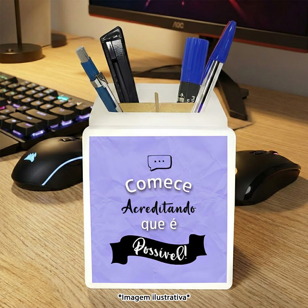 Organizador de Mesa Iluminado Começe Acreditando