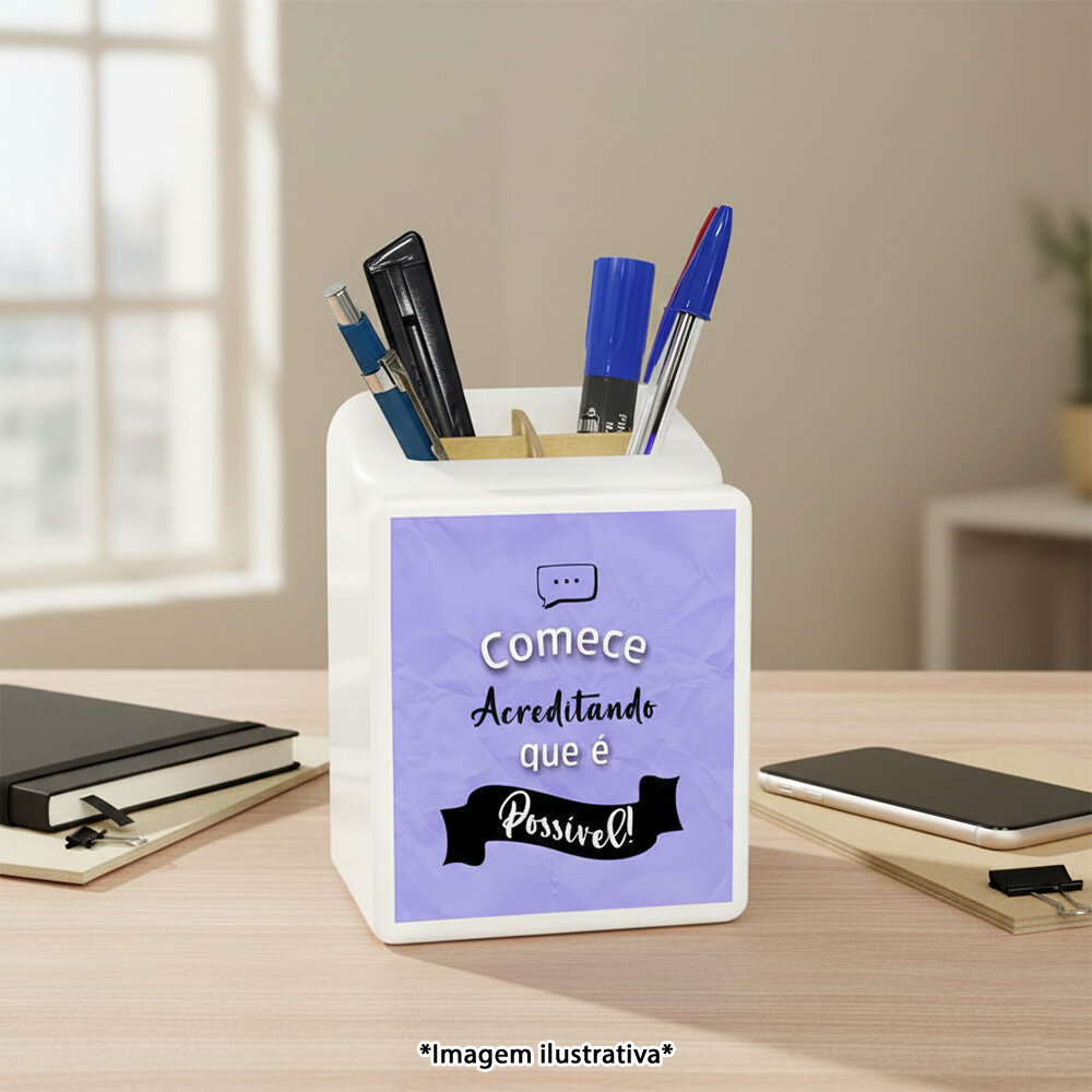 Organizador de Mesa Iluminado Começe Acreditando
