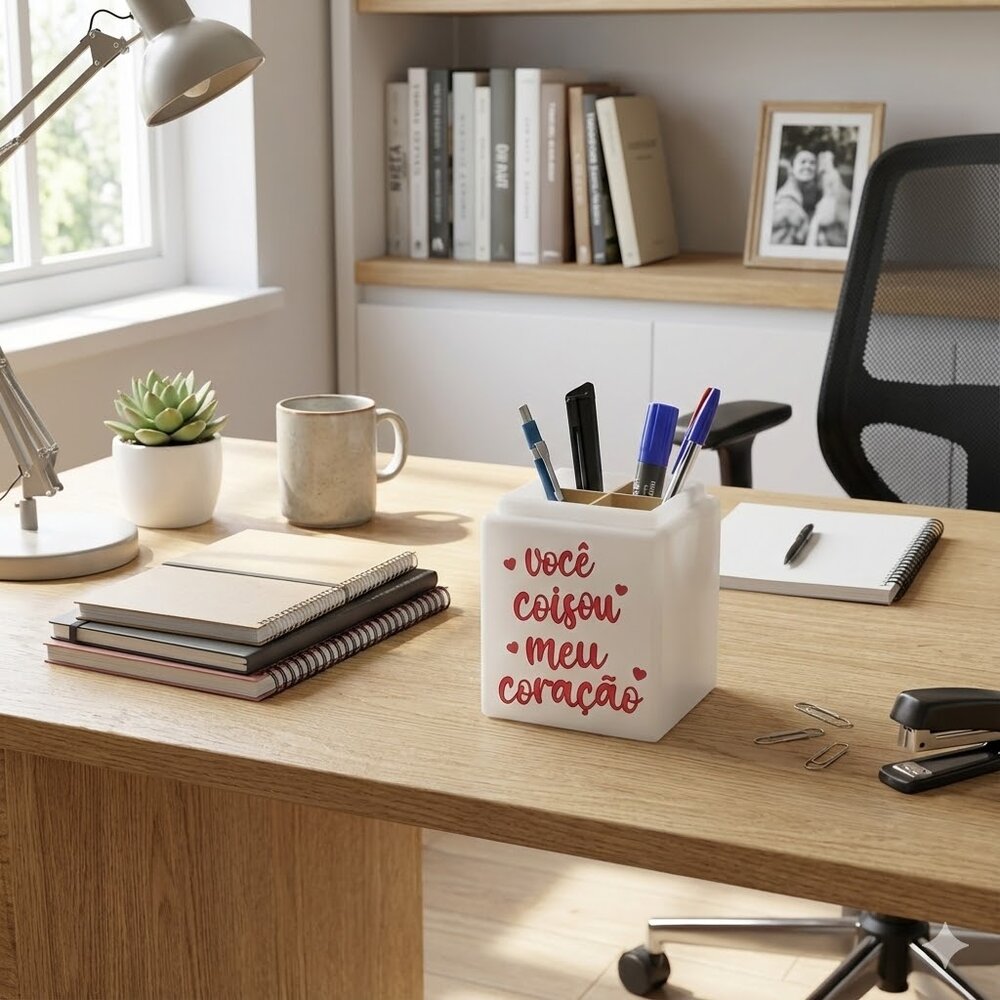 Organizador de Mesa Iluminado Você Coisou Meu Coração