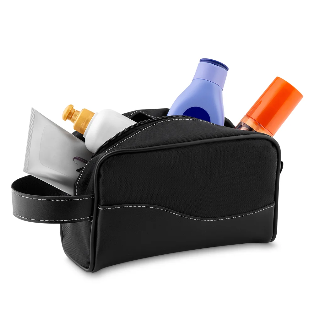 Necessaire Bicolor com Alça em Couro Sintético