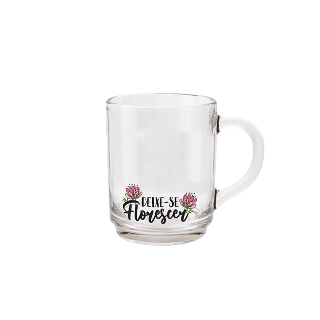 Caneca de Vidro com Suporte de Madeira - Seja Sua Inspiração