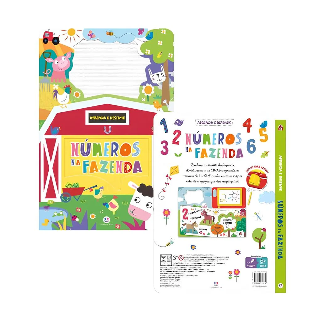 Livro Lousa Magnética - Números na fazenda - Aprenda e Desenhe