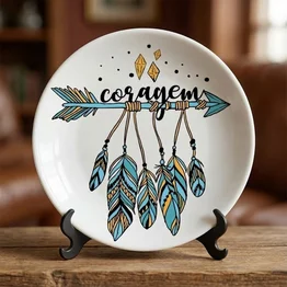Prato Decorativo de Porcelana 11cm - Coragem