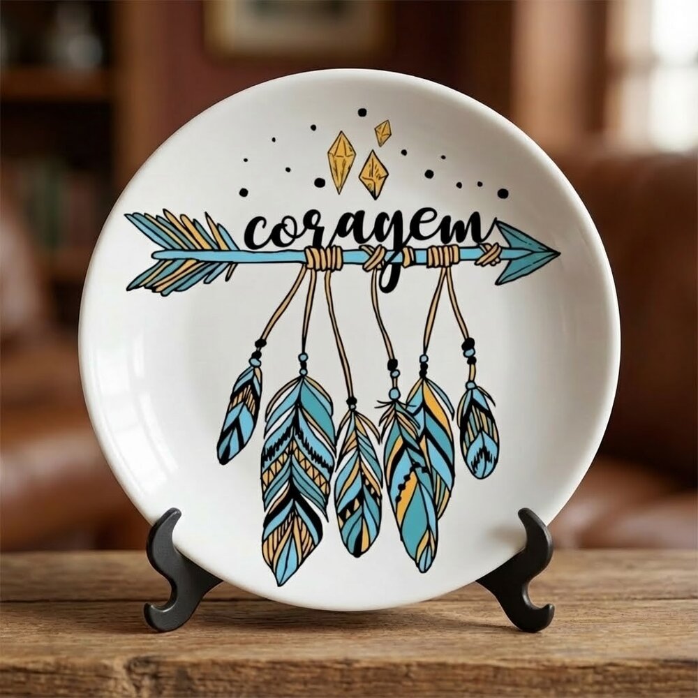 Prato Decorativo de Porcelana 11cm - Coragem