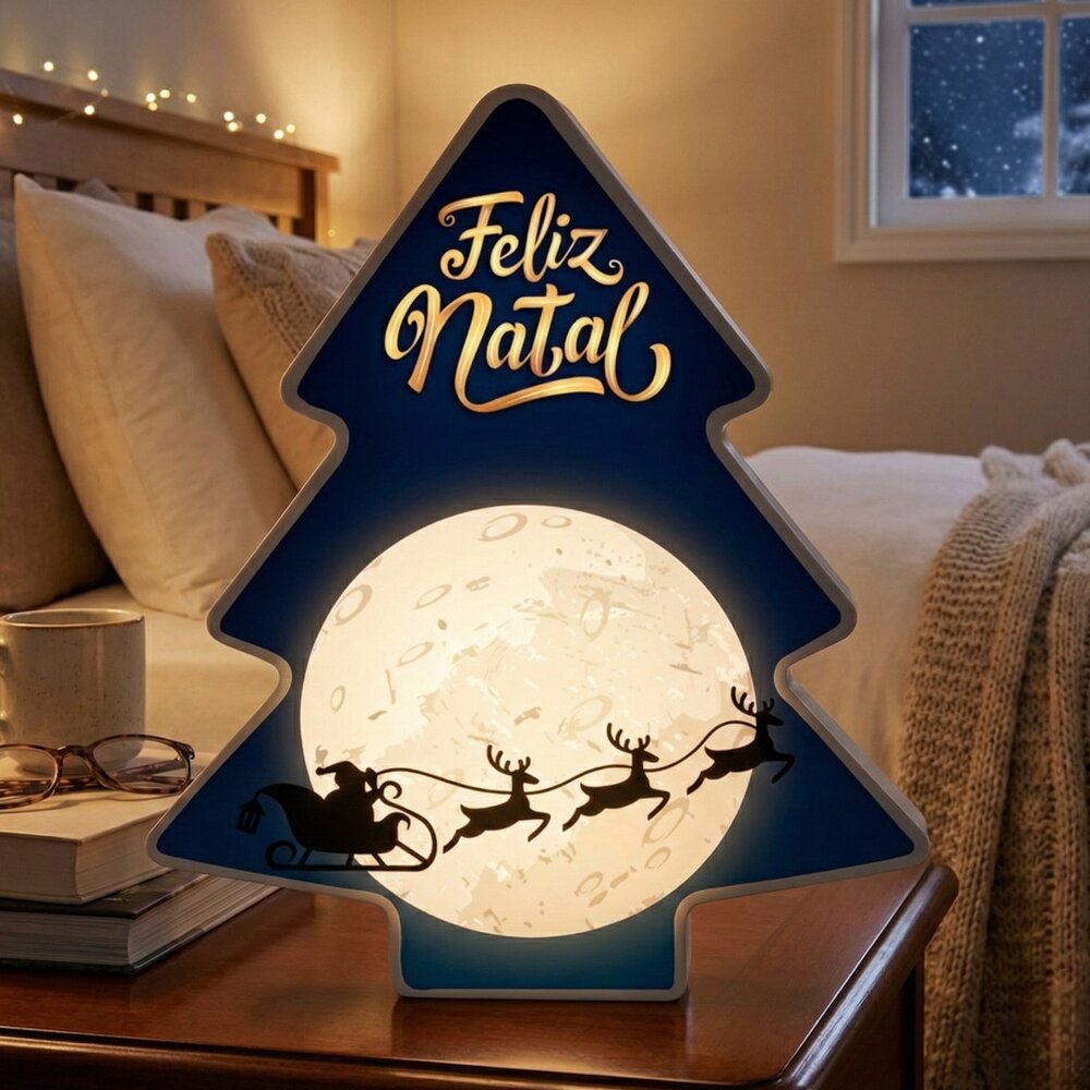 Luminária Árvore Natal Super Lua Decorativa – Enfeite Luminoso para Decoração Natalina