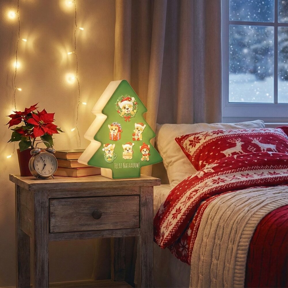 Luminária Decorativa Árvore de Natal Meowy Christmas – Enfeite Luminoso Natalino