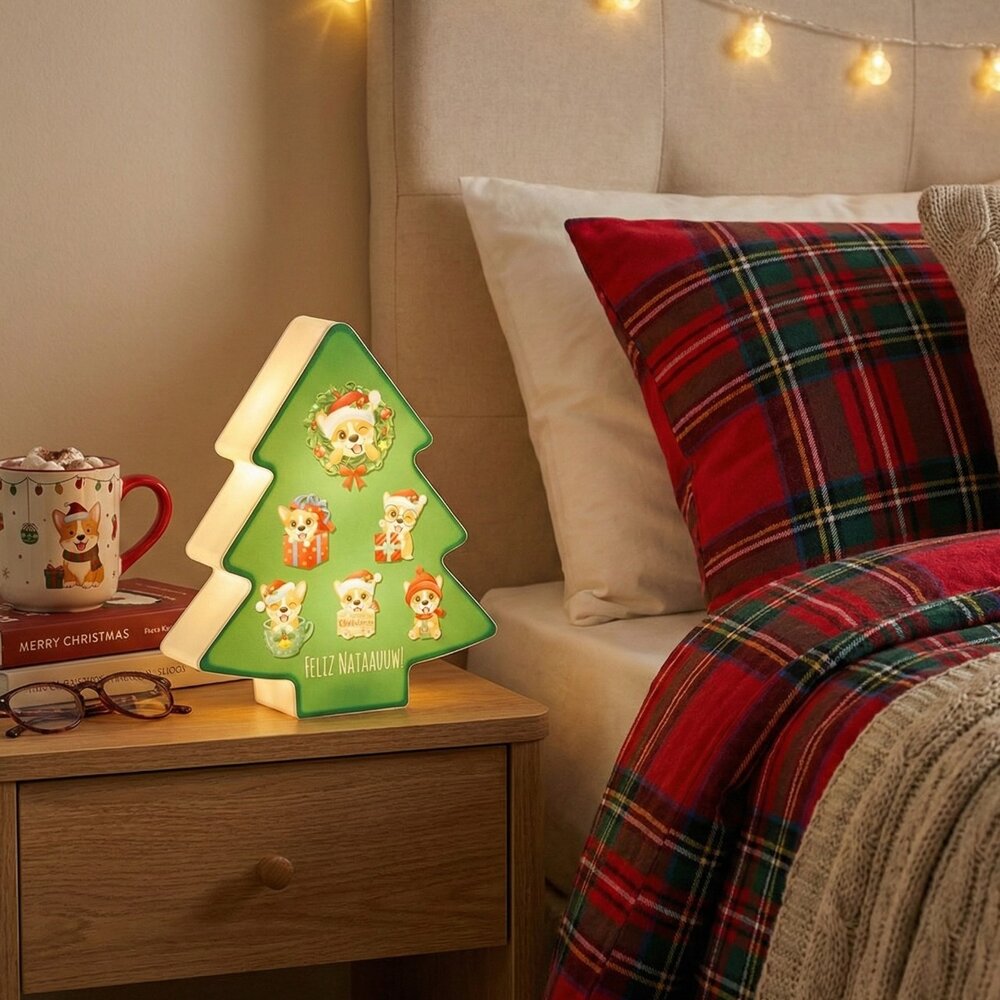 Luminária Decorativa Árvore de Feliz Natauw - Iluminação Festiva para Decoração Natalina