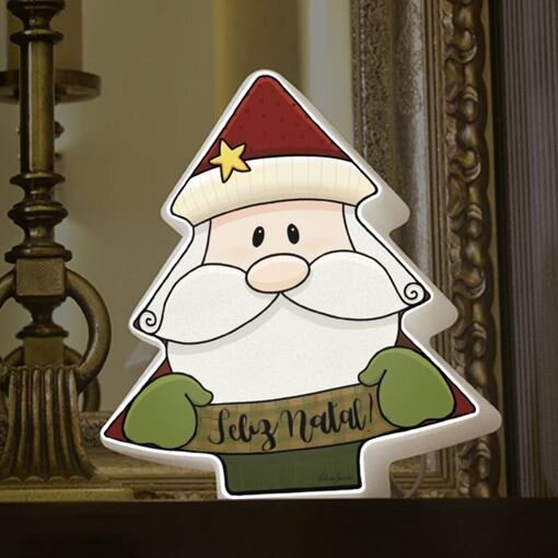 Luminária Decorativa de Árvore de Natal Papai Noel – Enfeite Luminoso Natalino