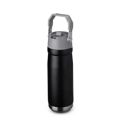 Garrafa com Alça E Bico 650ml em Aço Inox Preta