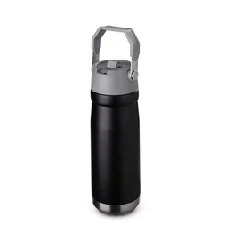 Garrafa com Alça E Bico 650ml em Aço Inox Preta