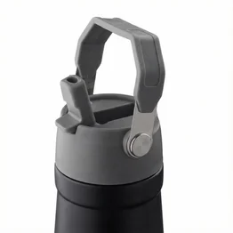 Garrafa com Alça E Bico 650ml em Aço Inox Preta
