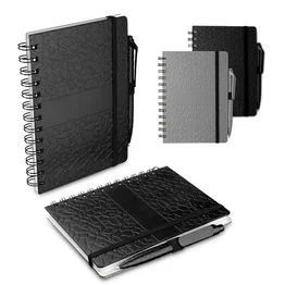 Caderno De Anotações com Caneta Aspiral e Elástico Preto