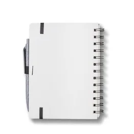 Caderno De Anotações com Caneta Aspiral e Elástico Cinza