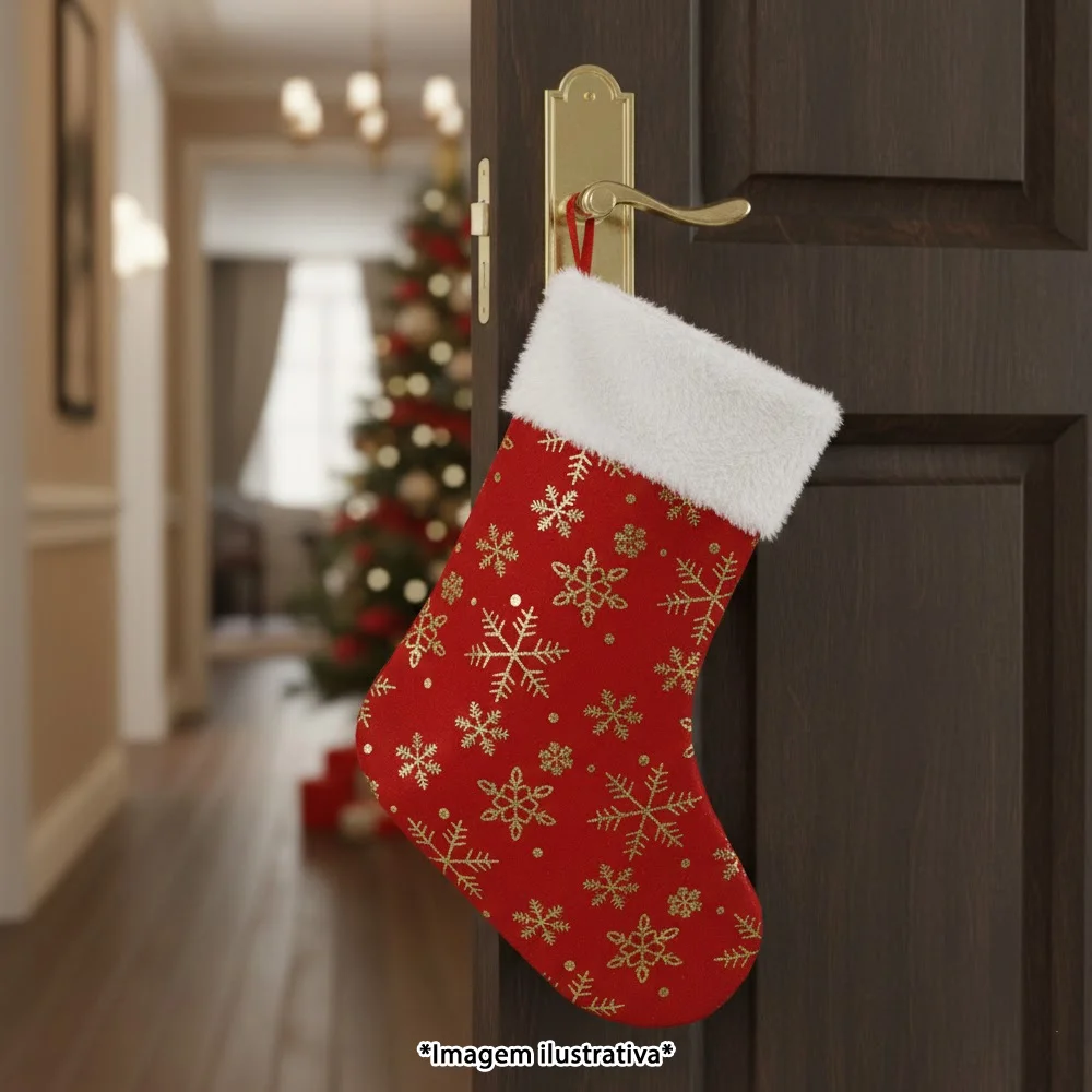 Enfeite de Árvore Bota Natalina Decorativa 34cm