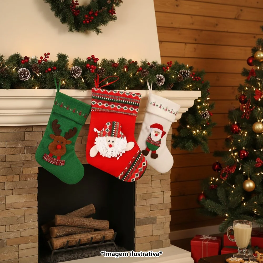 Bota Natalina Decorativa Enfeite de Árvore 23cm