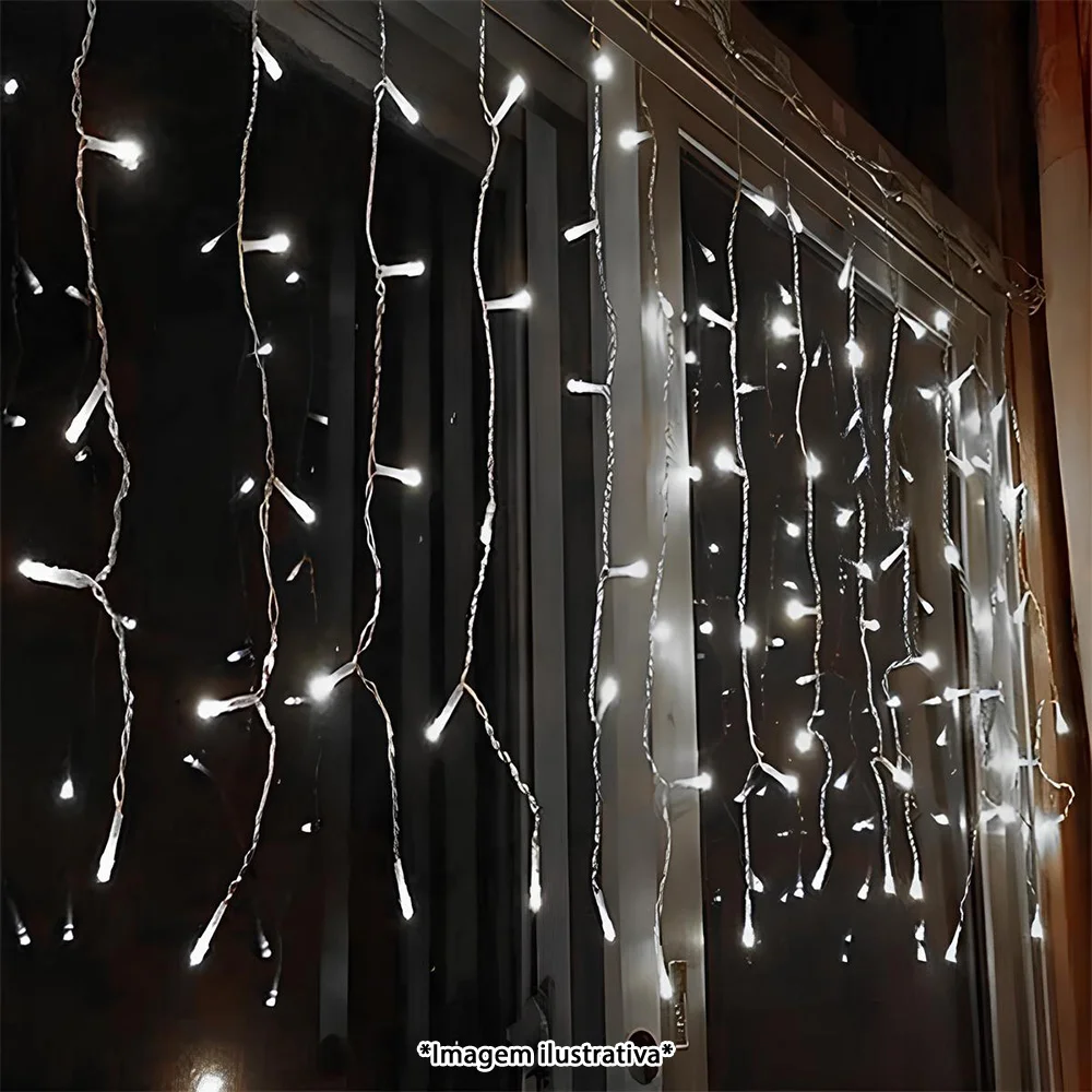 Pisca Pisca Natalino Cascata 1,5m Branco com 100 Leds
